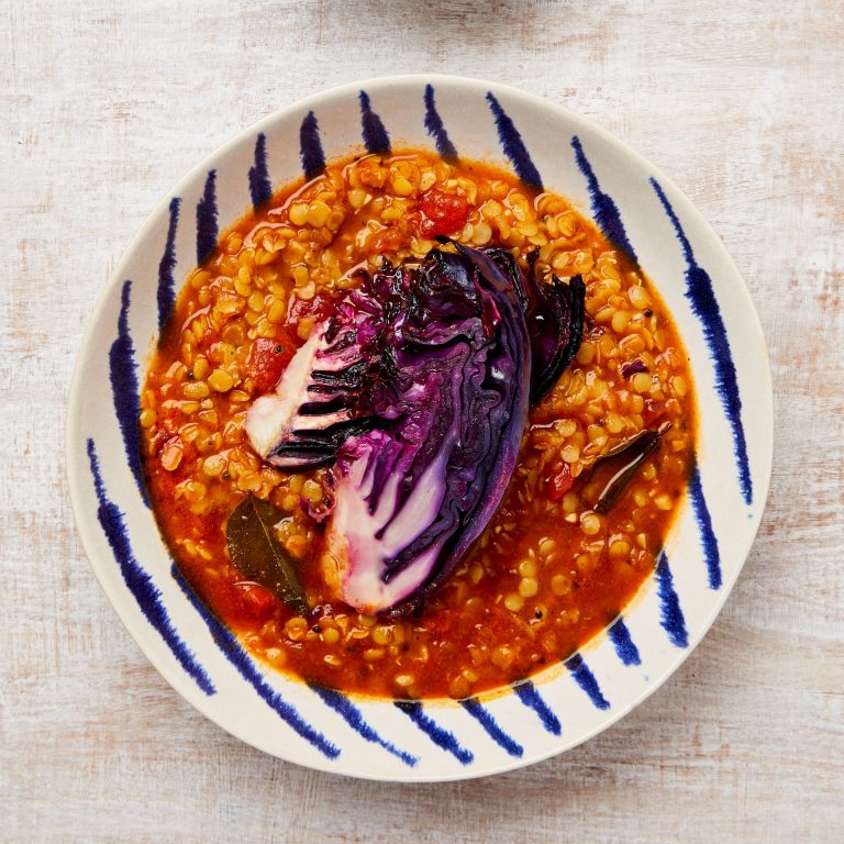 Meera Sodha’s vegan recipe for lentil rasam with roast red cabbage