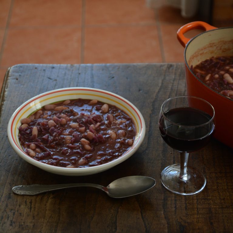Rachel Roddy’s recipe for red cabbage, sausage and white bean soup